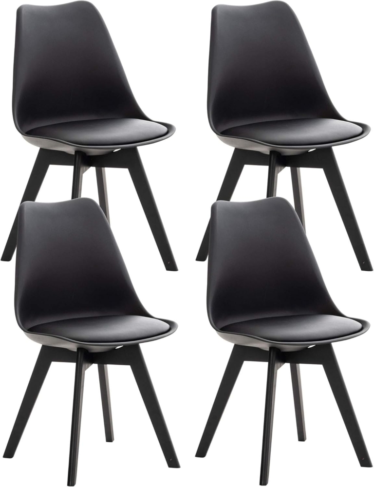 CLP 4er Set Esszimmerstuhl Linares Mit Buchenholzgestell,schwarz/schwarz Kunststoff Bild 1