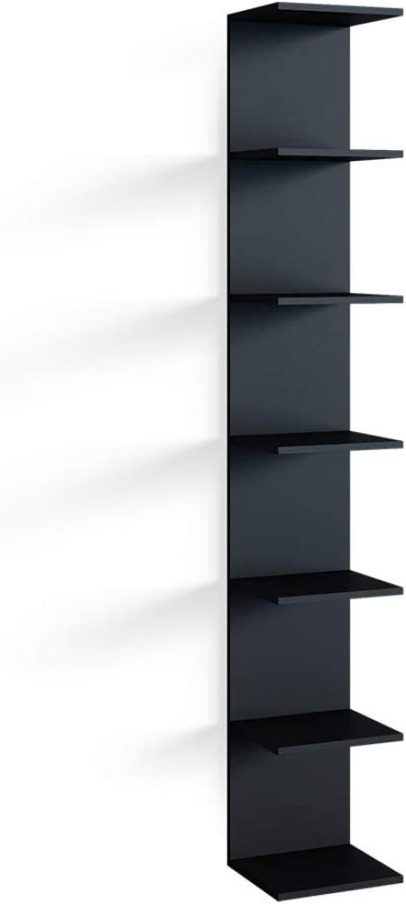 Vicco 'Paolo' Wandregal mit 7 Ebenen, Spannplatte schwarz, 30 x 190 x 28 cm Bild 1