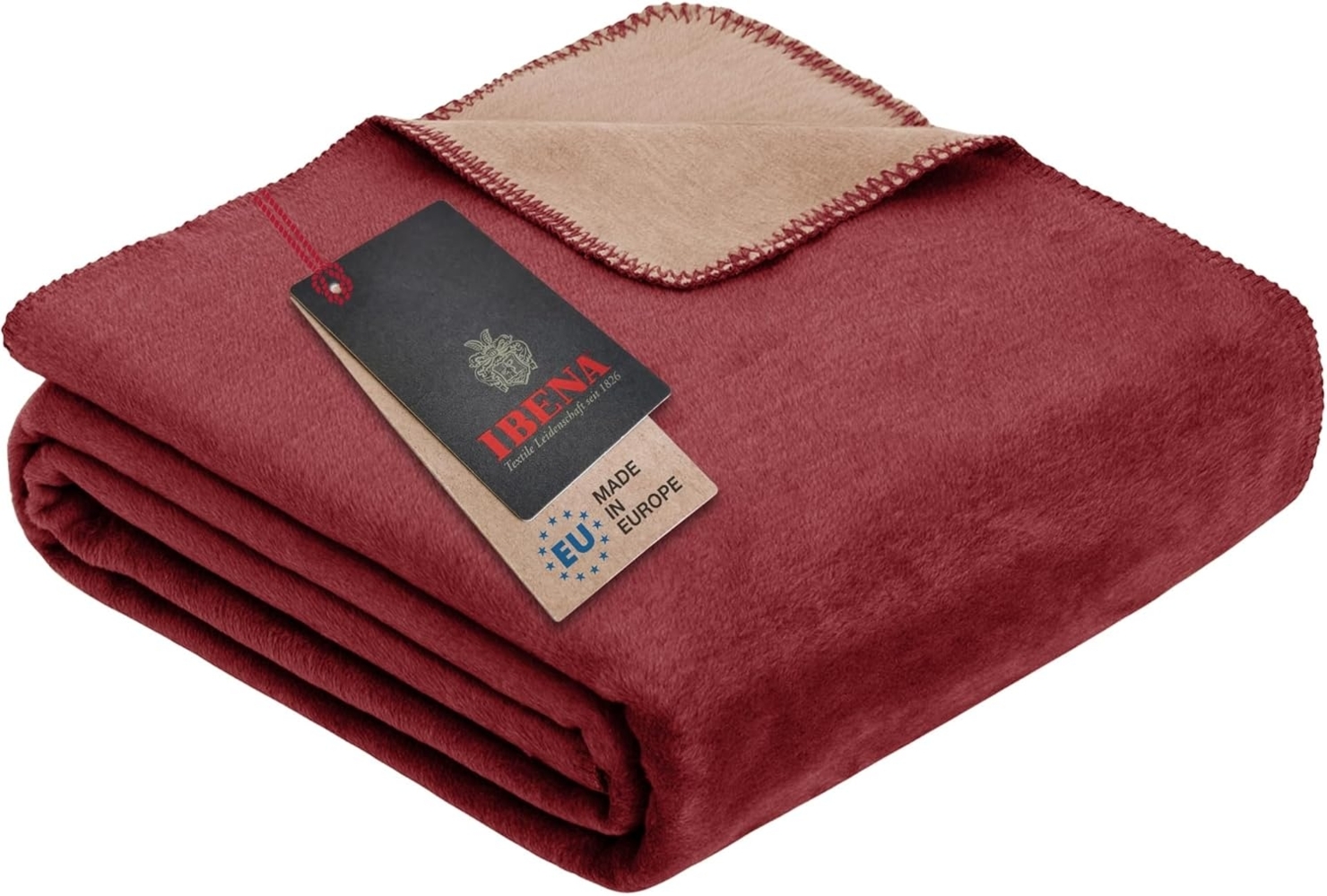 Ibena 'Dublin' Wohndecke, Jacquard bordeaux / hellbraun, 150 x 200 cm Bild 1