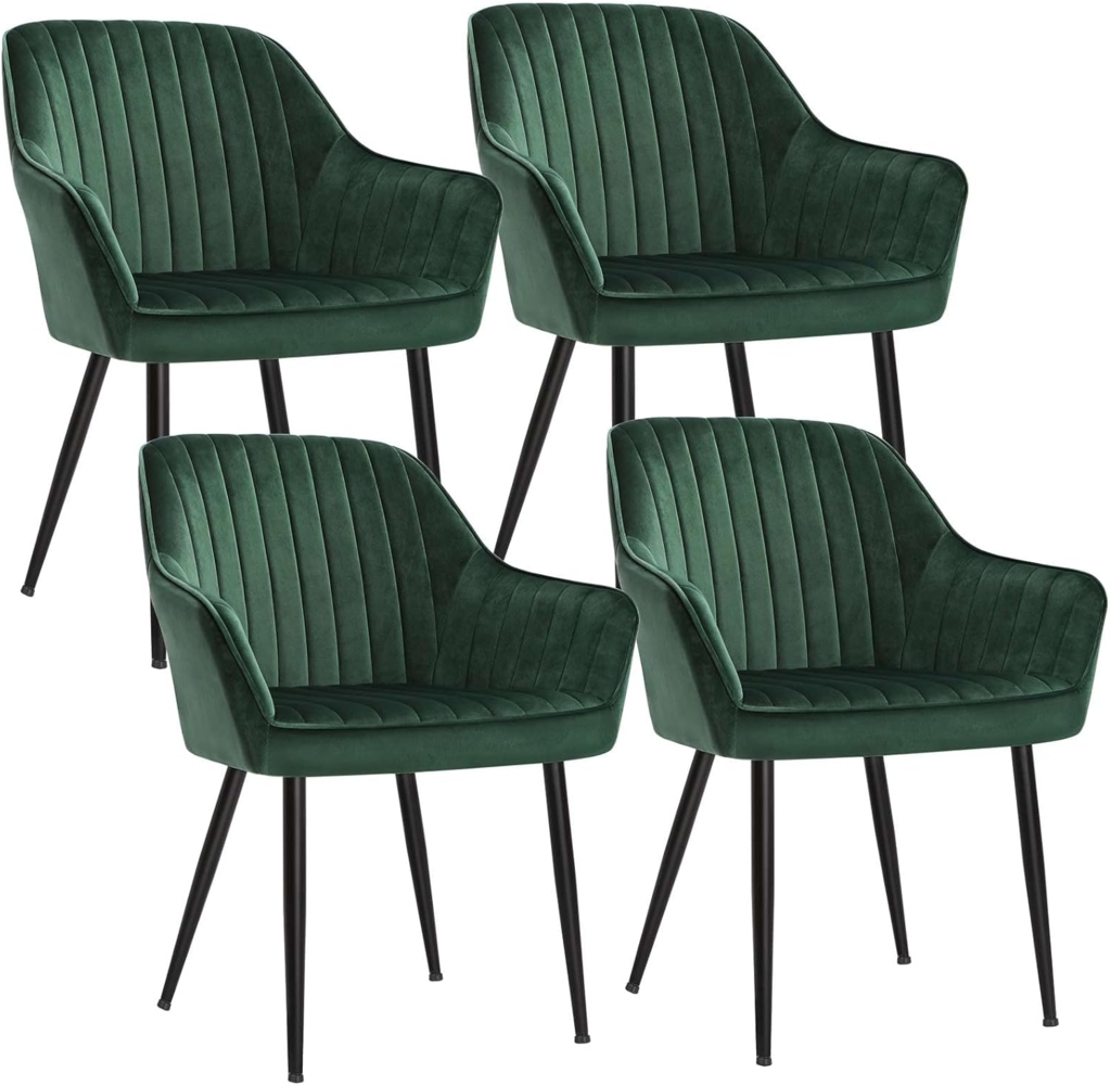 SONGMICS Esszimmerstuhl mit Armlehnen, 4er Set, Samt, 62,5 x 60 x 85 cm, Grün Bild 1