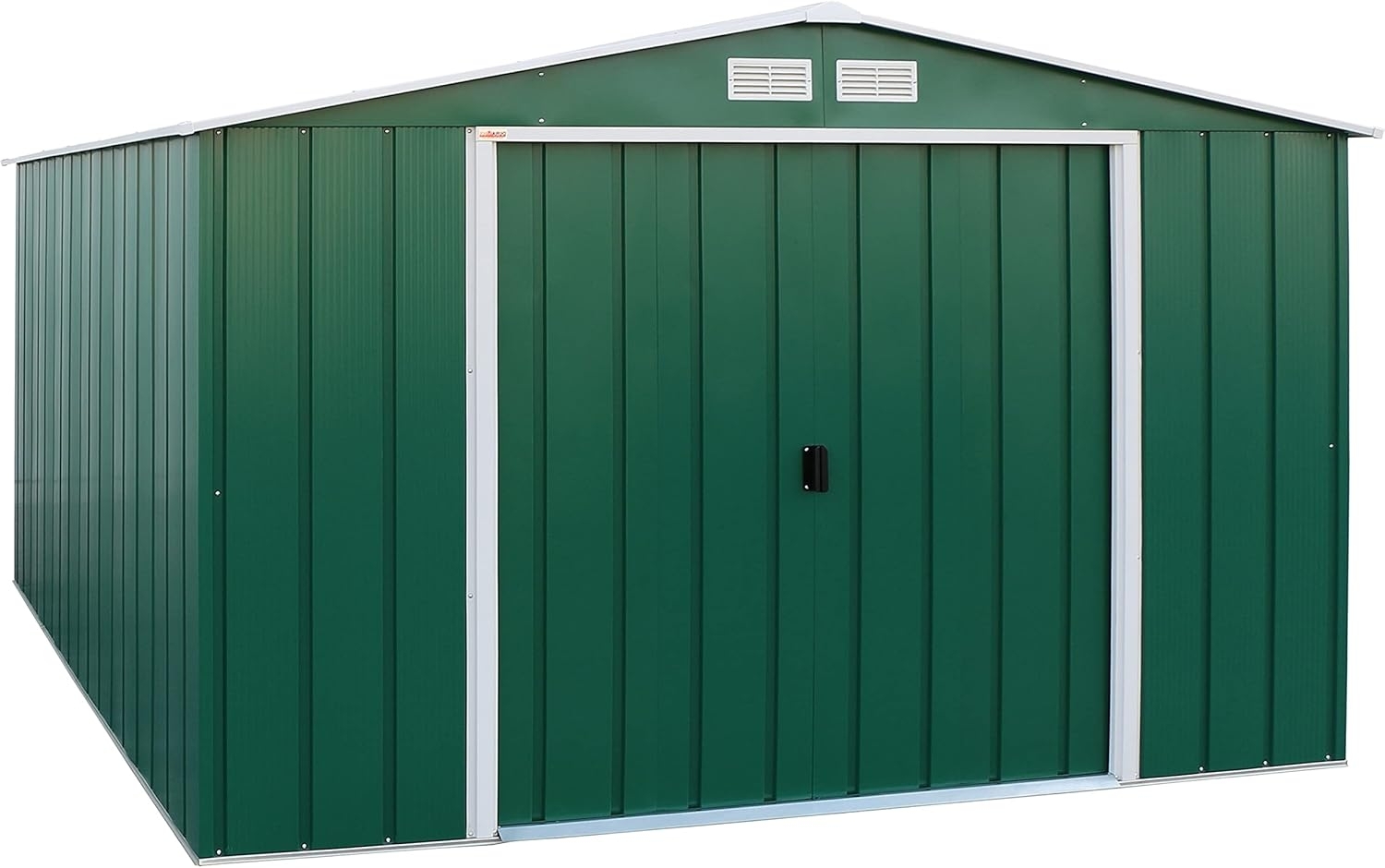 Duramax ECO 10x12 (11. 03 m²) Metallgerätehaus, feuerverzinktes Metall gerätehaus - Geräteschuppen, verstärkte Dachkonstruktion, wartungsfreier und wetterfester Metallschuppen, Grün Bild 1