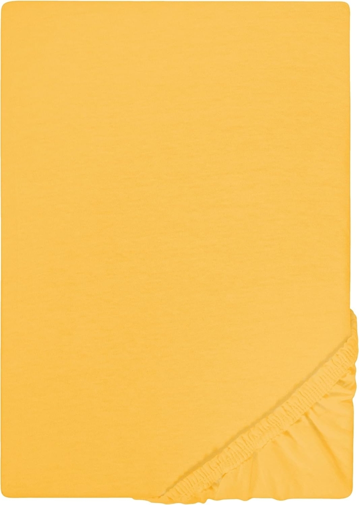 Biberna Jersey-Spannbetttuch, 100 % Baumwolle, Honig, 1x 180x200 cm - 200x200 cm Bild 1