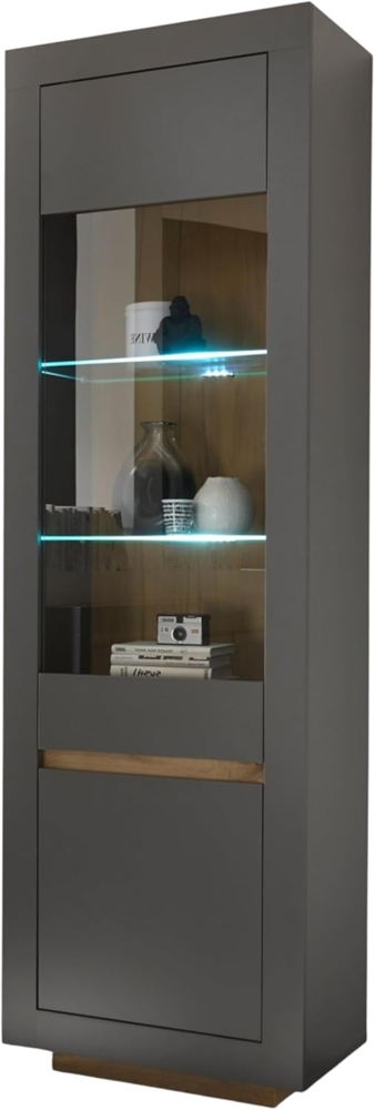 Vitrine Rooky in anthrazit und Eiche Wotan 64 x 206 cm Bild 1