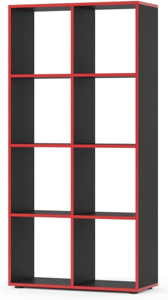 Vicco Raumteiler Standregal Bücherregal 8 Fächer Scutum Schwarz/Rot Hochregal Bild 1