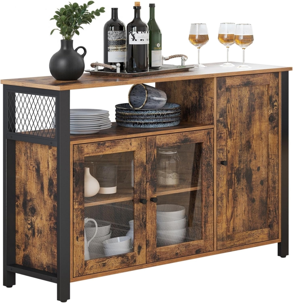 Vasagle Sideboard, Holzspanplatte vintagebraun-schwarz, 75 x 110 x 33 cm Bild 1