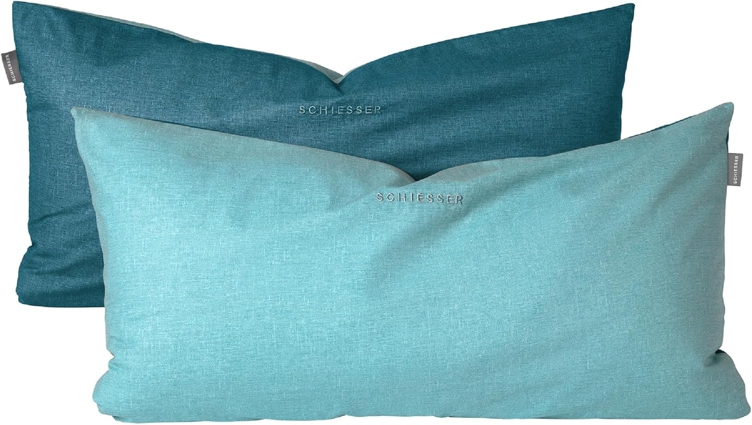 Schiesser Kissenhüllen, 2 Stück, Wendeoptik, Made in Green, Baumwolle in Renforcé-Qualität, 40x80 cm, Helltürkis Bild 1