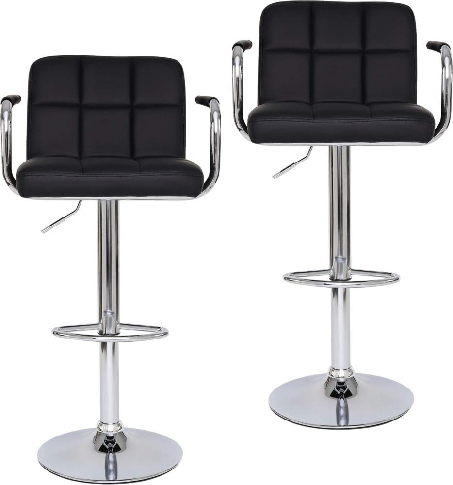 dibea 2er Set Barhocker (Modell 5) mit stufenloser Höhenverstellung, schwarz Bild 1