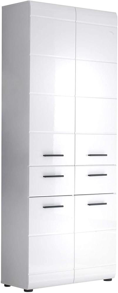 trendteam 'Skin' Hochschrank, Holz weiß, Hochglanz , 4 Türen, 2 Schubladen, 182 x 60 x 31 cm Bild 1