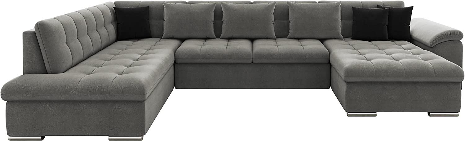 Mirjan24 Ecksofa 'Niko' mit Bettkasten und Schlaffunktion, Grau / Schwarz, 147 x 85 x 23 cm, Rechts Bild 1