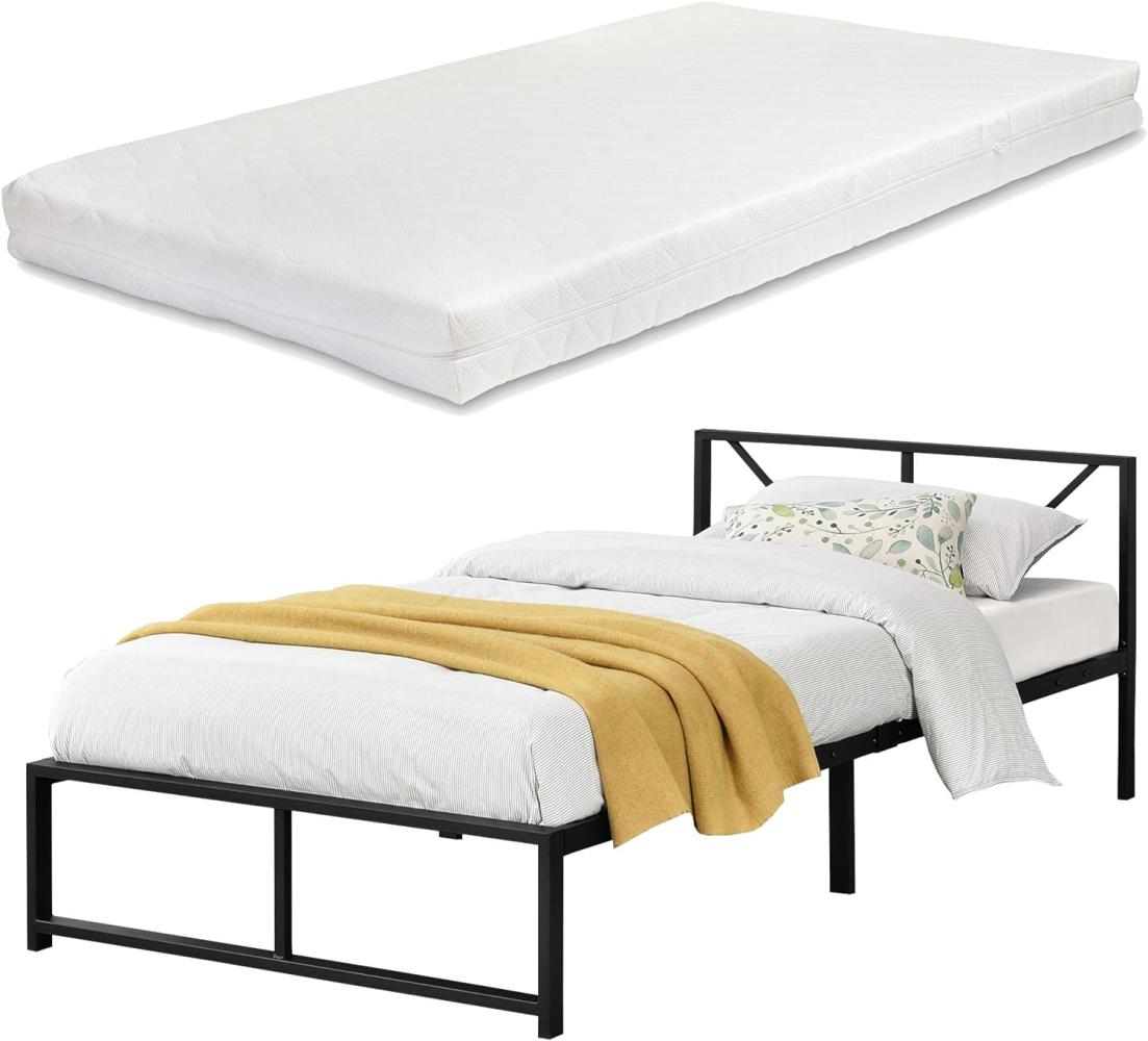 Metallbett Meran mit Matratze 90 x 200 cm Stahl Schwarz [en. casa] Bild 1
