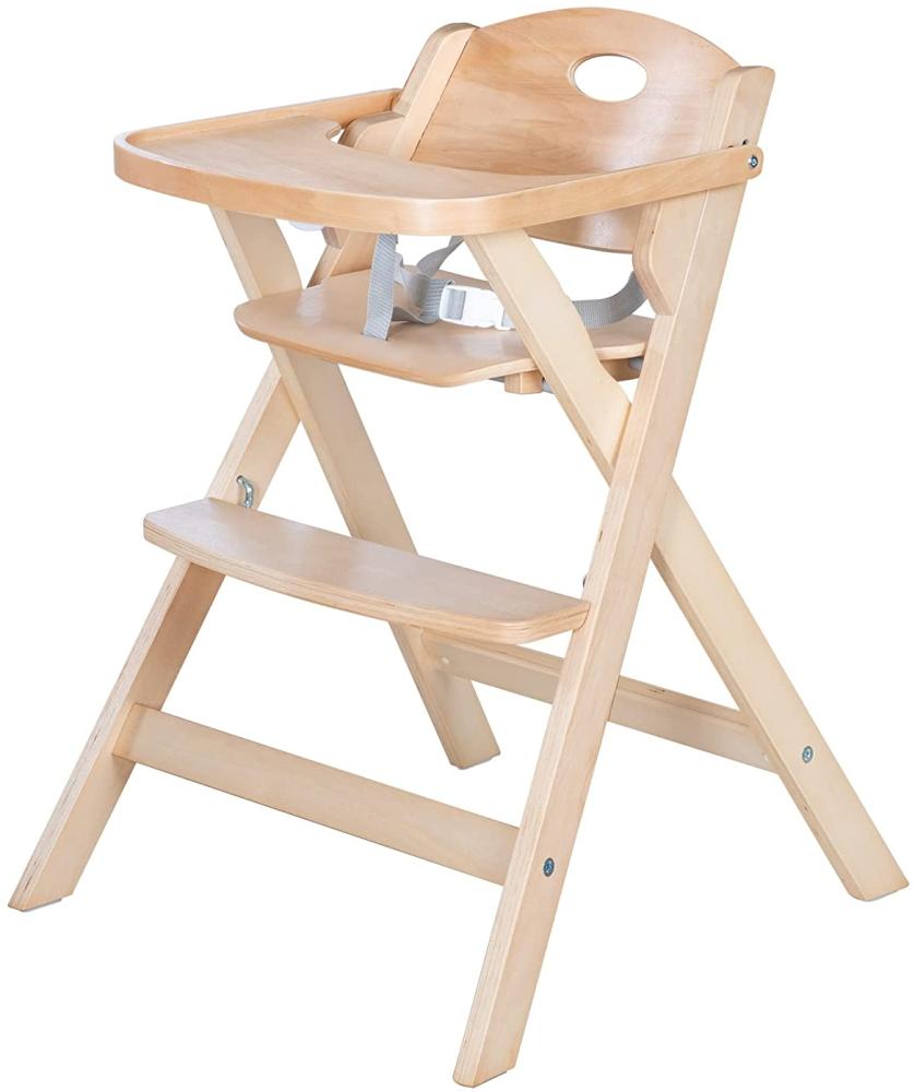 roba Klapphochstuhl mit Essbrett - platzsparend - klappbar - mit 3 Punkte Gurt - Holz natur Bild 1