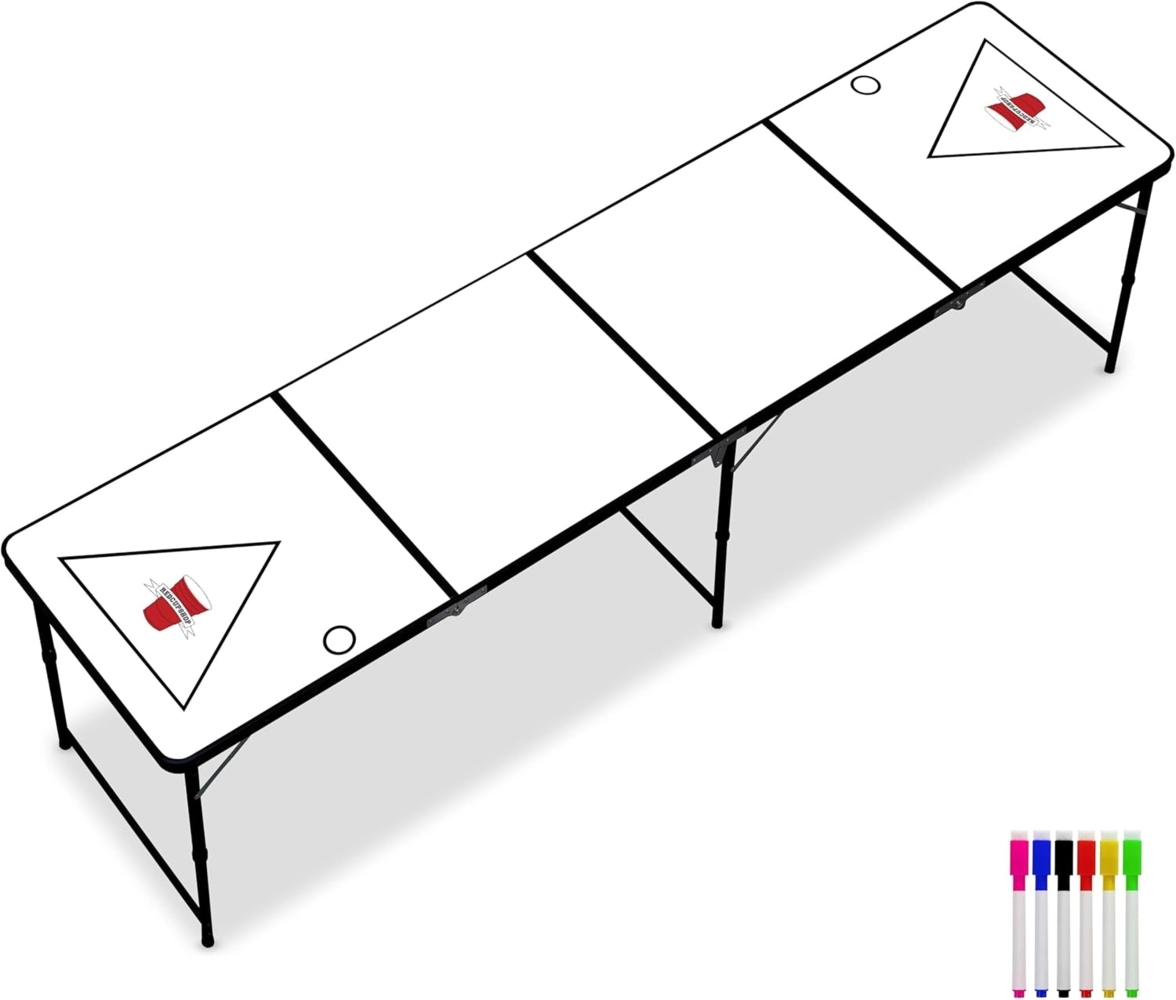 RedCupShop® 'Zum Selbst Gestalten' Bierpong Tisch, inkl. Markern und Stiften, klappbar, tragbar, wasserabweisend & kratzfest, Aluminium / MDF, 240 x 60 x 70 cm Bild 1