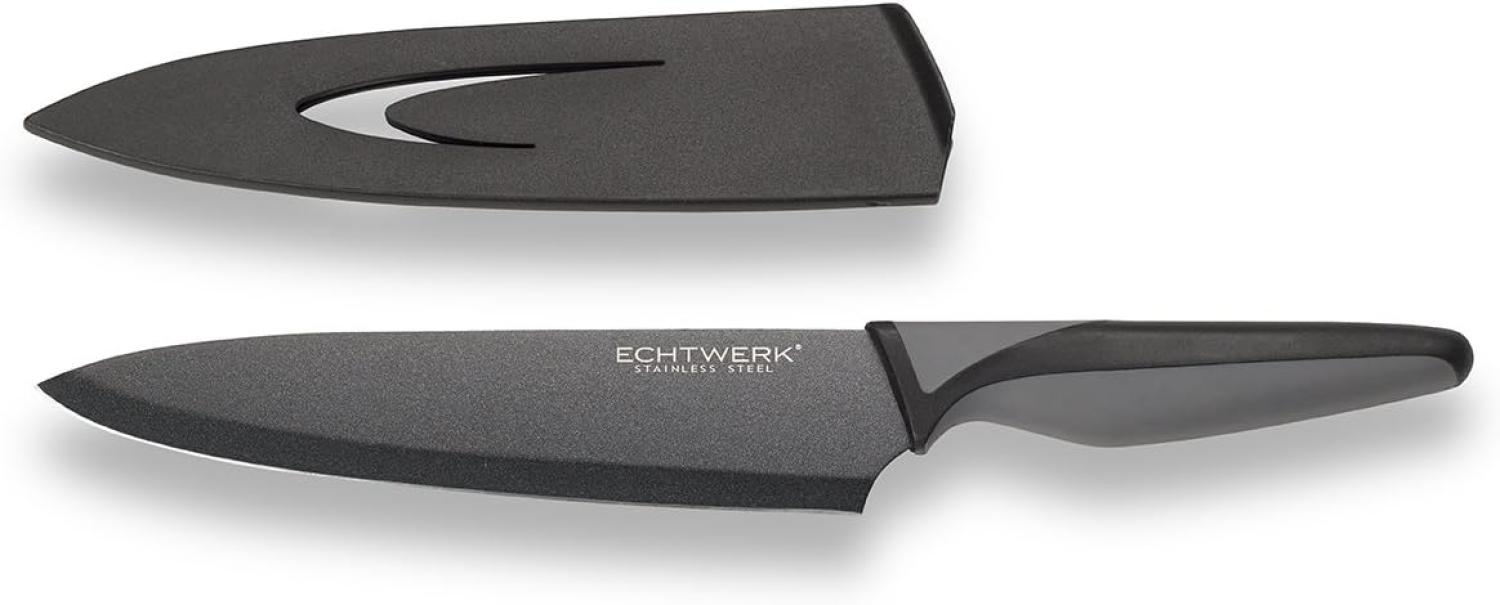 ECHTWERK 'EW-SS-0110' Kochmesser mit Klingenschutz, Edelstahl schwarz, 20 cm Bild 1