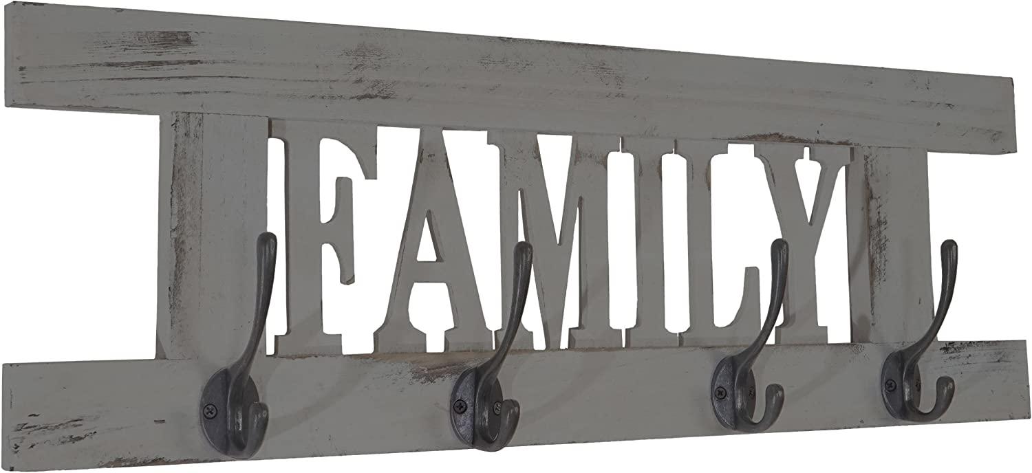 Wandgarderobe HWC-C60 Family, Garderobe Garderobenpaneel, Shabby-Look Vintage 60x21cm ~ grau, shabby Bild 1