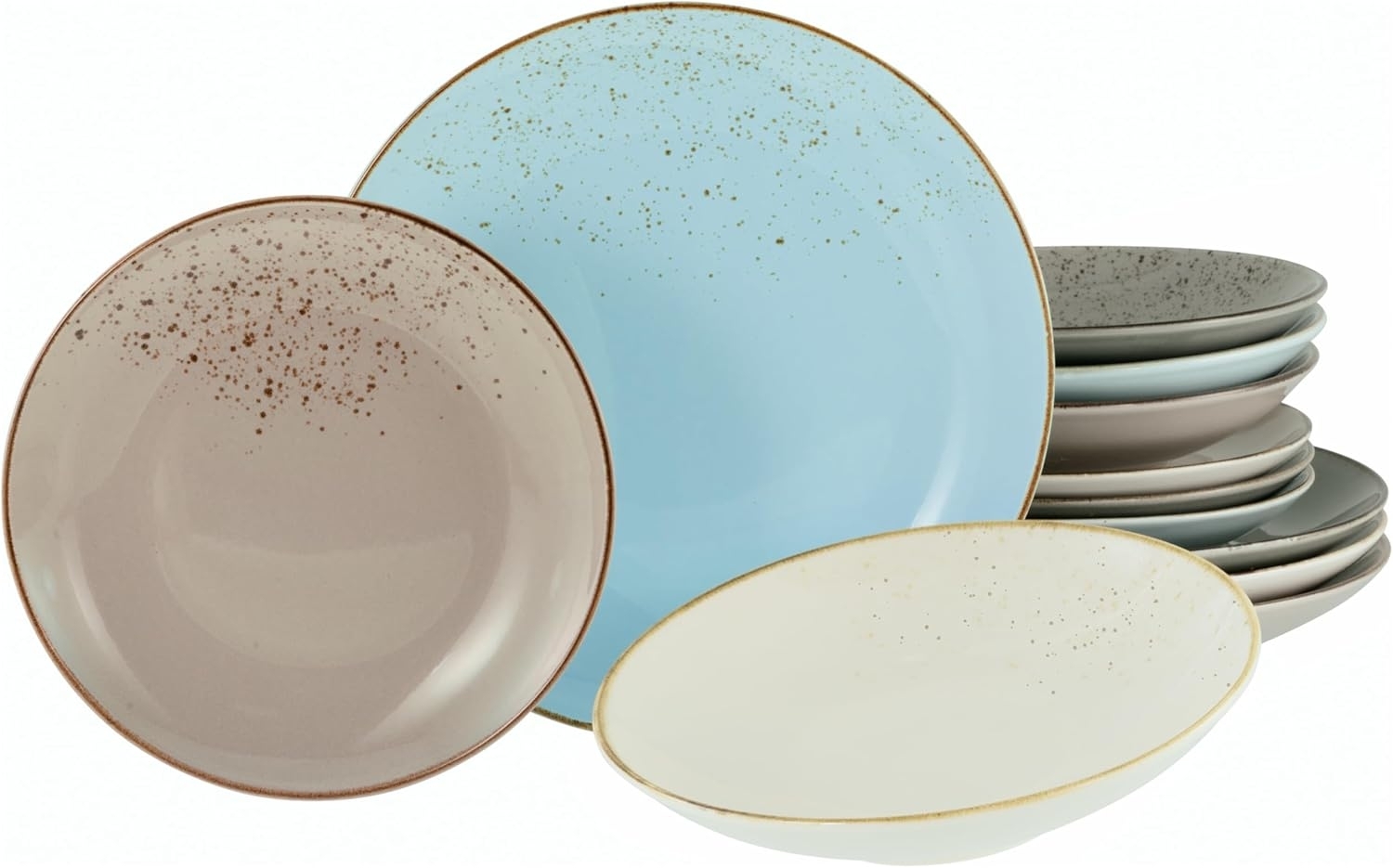CreaTable 20965 Speiseteller Nature Collection Skandinavien, Ø 27 cm, Steinzeug, mehrfarbig/grau/creme (1 Set, 12-teilig) Bild 1