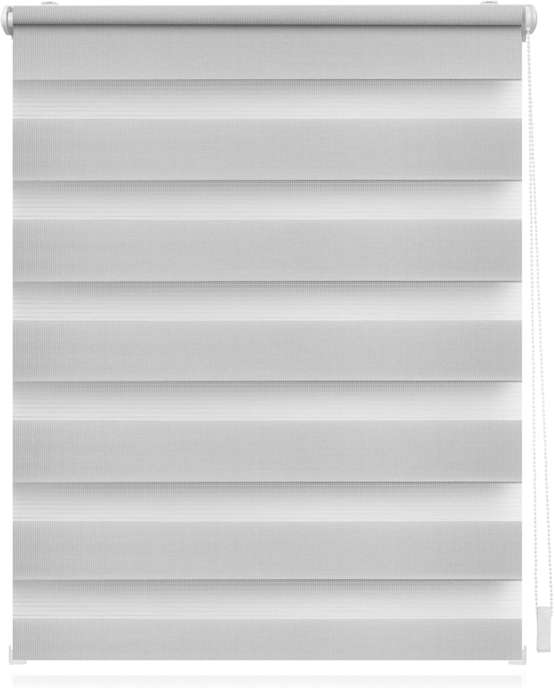 Lichtblick Doppelrollo  Kopenhagen Klemmfix ohne Bohren, Streifen, Blickdicht, Klemmträger-Montage, Sichtschutz, Wandmongtage, Deckenmontage, für Fenster und Türen Grau, 150,0 cm, 45,0 cm Bild 1