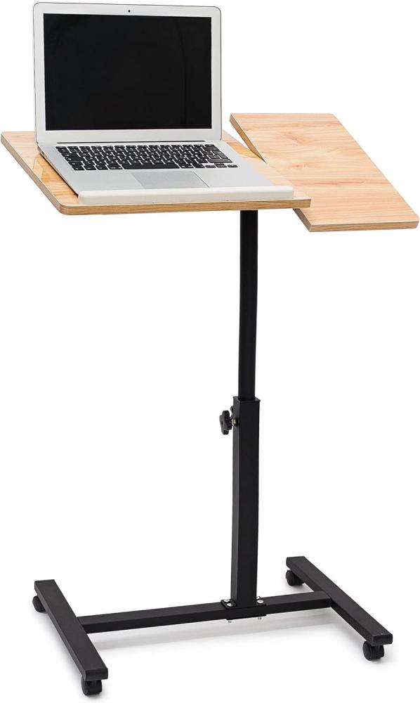 Relaxdays Laptoptisch mit Rollen, höhenverstellbar & drehbar, MDF / Stahl, 95 x 60 x 40,5 cm, Hellbraun Bild 1