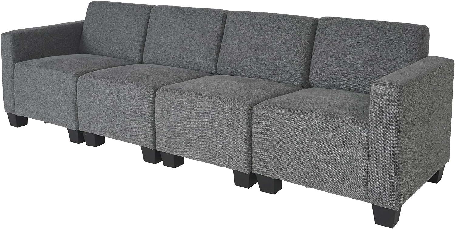 Modular 4-Sitzer Sofa Couch Lyon, Stoff/Textil ~ grau Bild 1