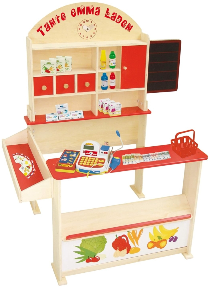roba 'Tante Emma' Kaufladen, mit Theke, Tafel, Seitentheke & Marktstand Bedruckung, ohne Kaufladenzubehör, Holz natur, 89 x 74,5 x 114,5 cm Bild 1