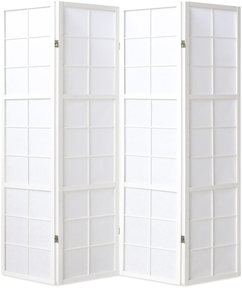 Homestyle4u Paravent 4-tlg., Holz / Reispapier weiß, 176x175 cm Bild 1