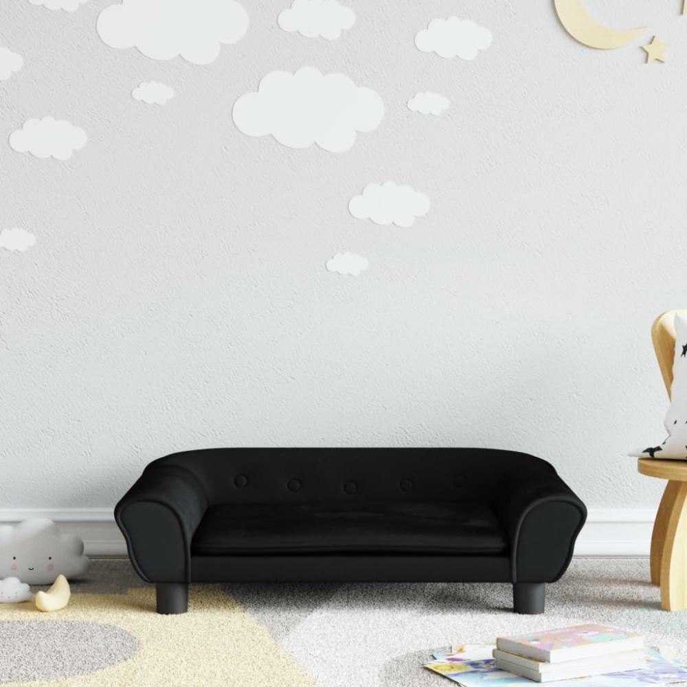 vidaXL Kindersofa 70 x 45 x 26 cm Samt, Schwarz Bild 1