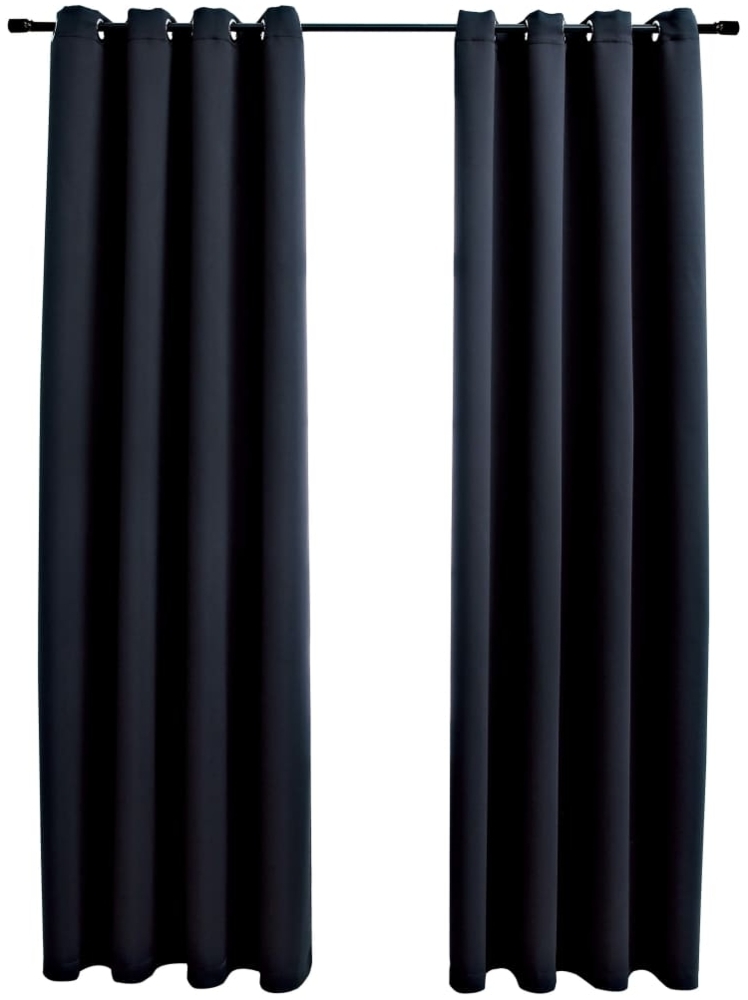 vidaXL Verdunkelungsvorhänge mit Metallösen 2 Stk. Schwarz 140x175 cm 134410 Bild 1