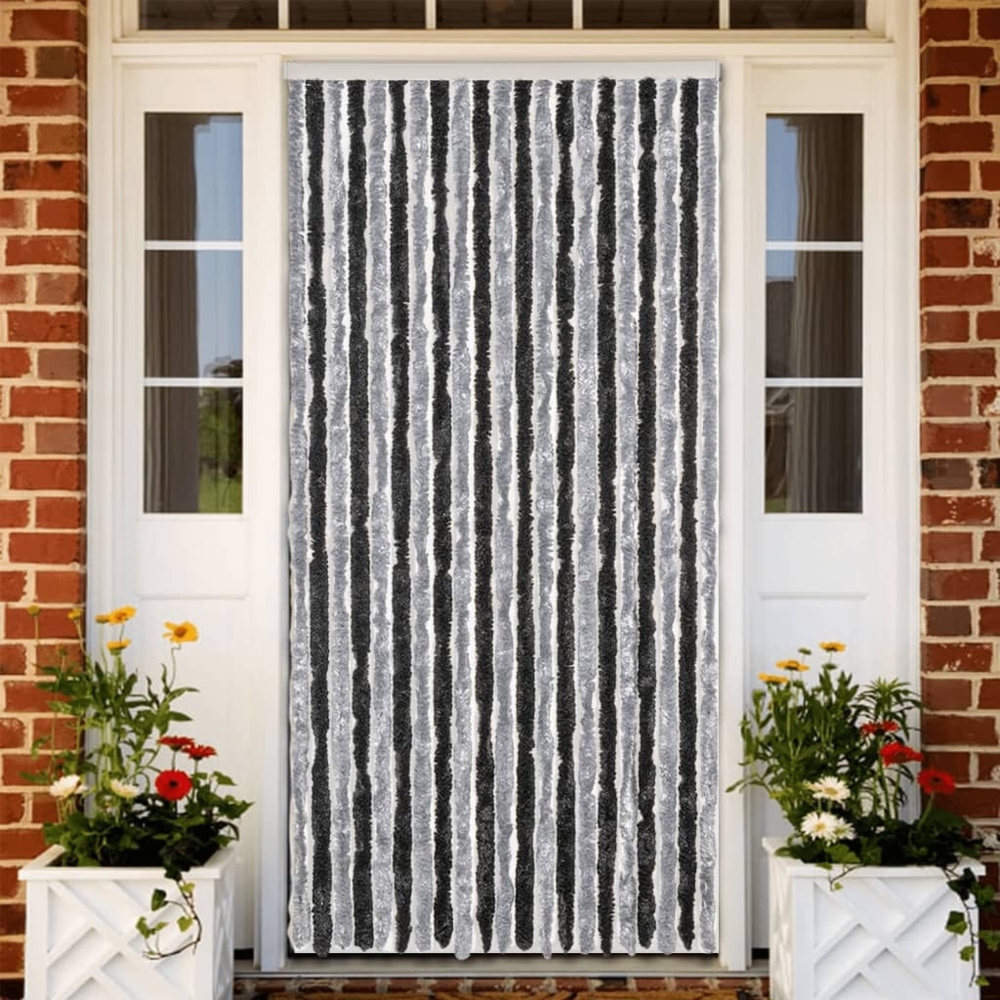 vidaXL Fliegenvorhang Grau und Schwarz 90x220 cm Chenille 377328 Bild 1