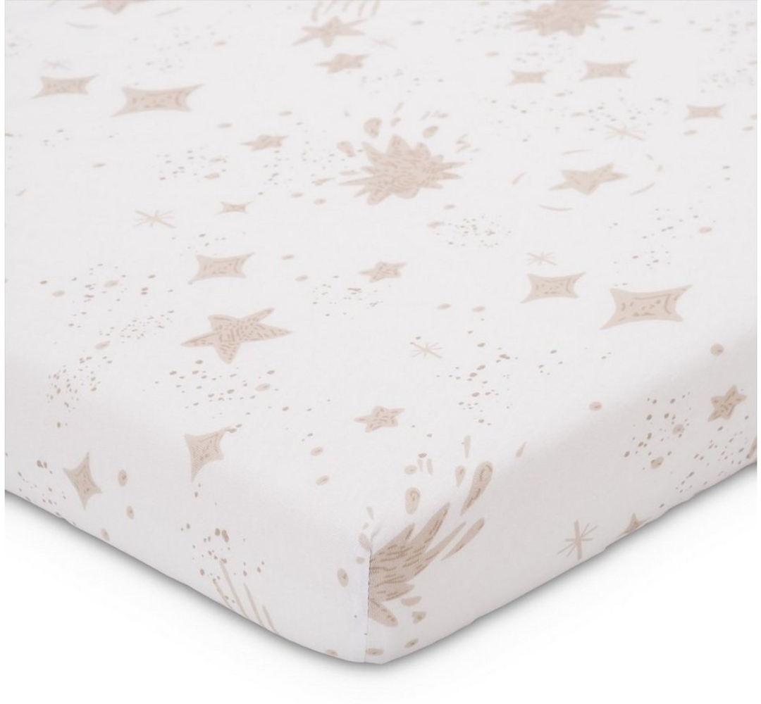 FabiMax BIO-Jersey Spannbettlaken für Laufgitter 75x100 cm, weiß / beige Kleckse Bild 1
