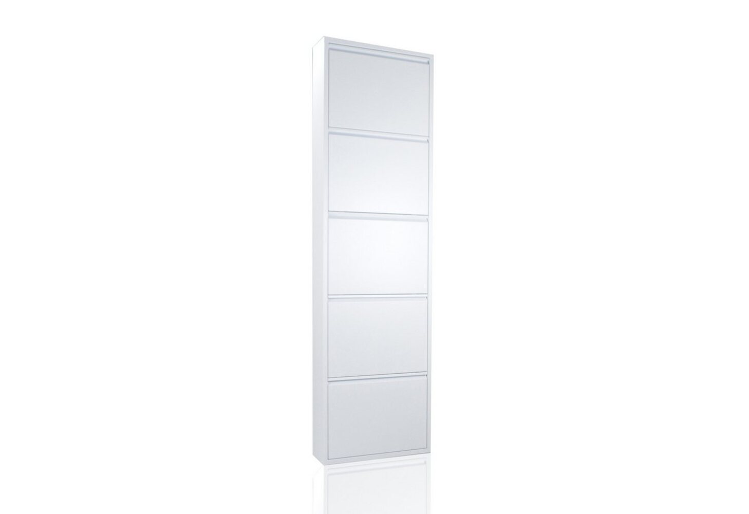 Betten-ABC Amelie – Moderner Schuhschrank, robust und platzsparend, aus pflegeleichtem Metall, Farbe: Weiß, Klappen: Fünf Klappen Bild 1