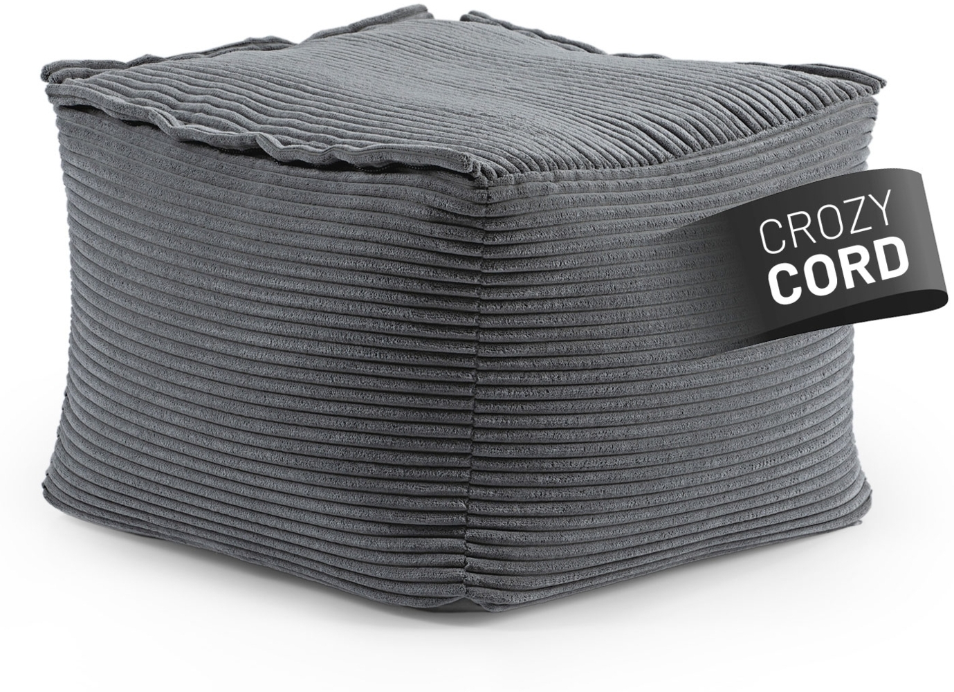 Lumaland Sitzsack-Sofa, Polyester, Pouf, Cord - Grau, 40 x 54 x 54 cm Bild 1