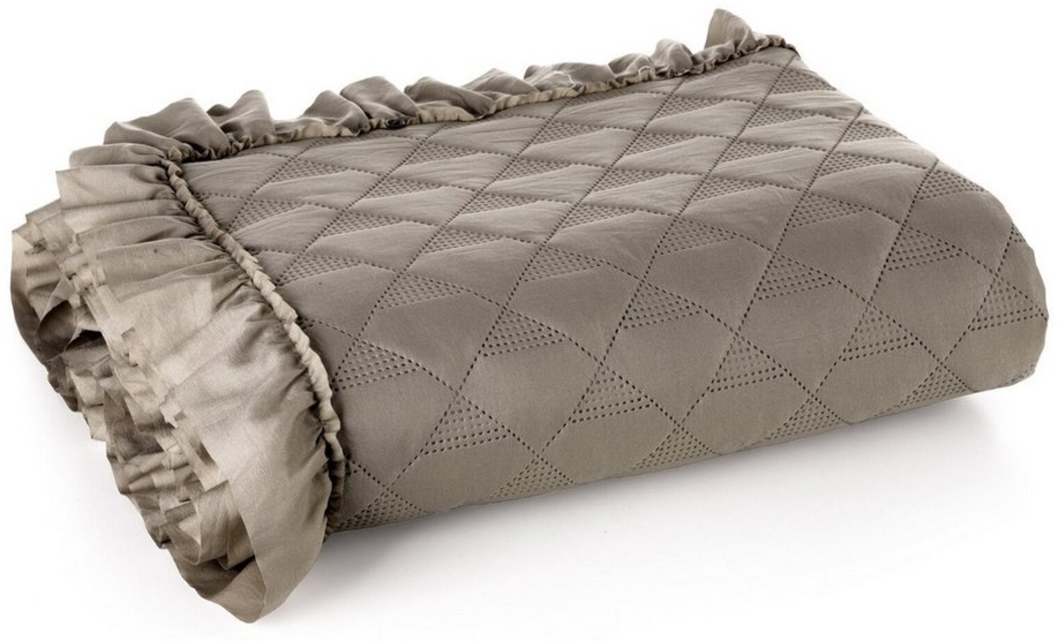 Tagesdecke Decke mit Rüschen Romantische Decke VANESA dunkelBE 170x210 cm dunkelbeige Bild 1