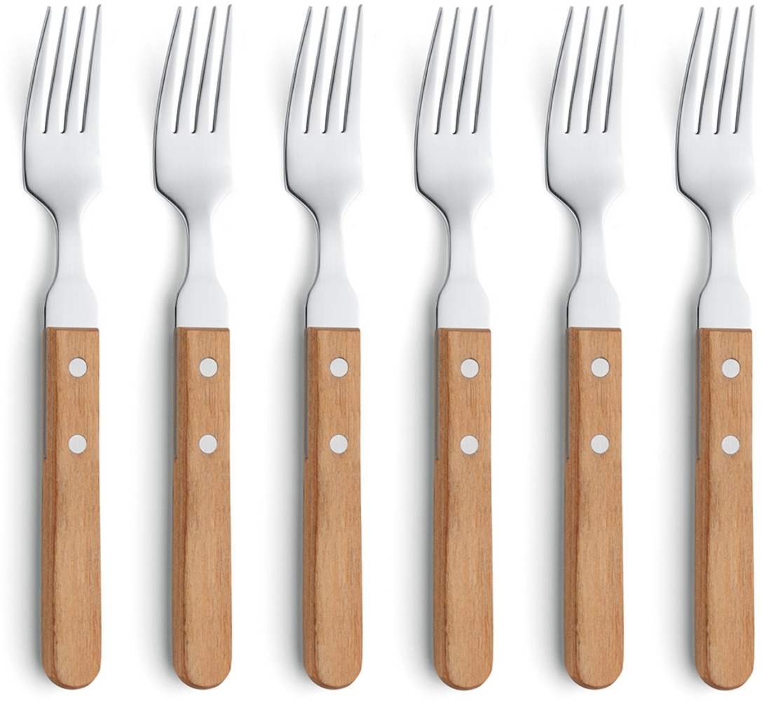 Amefa 'PIZZA' Steakgabel Set 6-teilig, Holz natur, 20 cm Bild 1