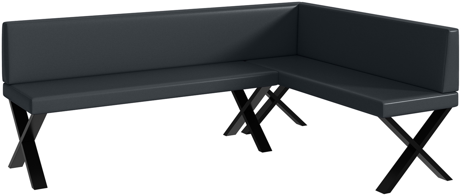 MEBLINI Eckbank für Esszimmer - Küchenbank - Essecke - Sitzecke Küche - TONI - X-Beine 142x196x87cm Rechts - Dunkelgrau Kunstleder Bild 1