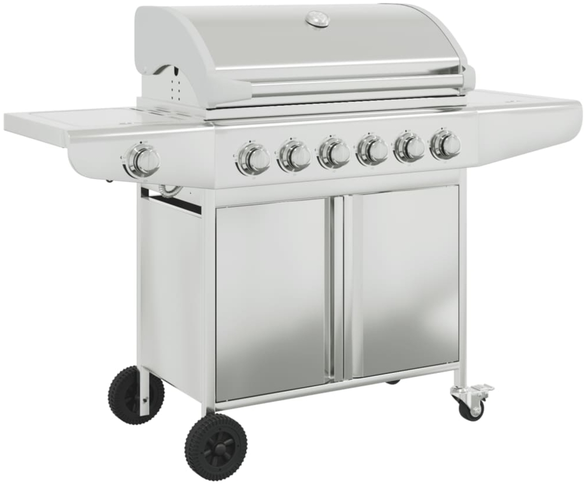 vidaXL Gasgrill, mit 7 Flammen, Edelstahl Silbern, 146,5 x 54 x 109 cm Bild 1