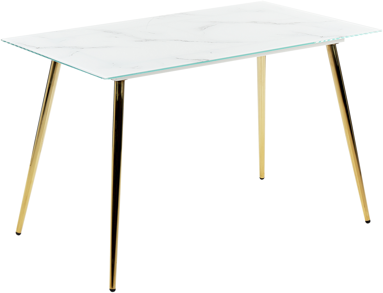 Esstisch MULGA 120 cm 70 cm Marmor Optik Sicherheitsglas Weißer Marmor Bild 1