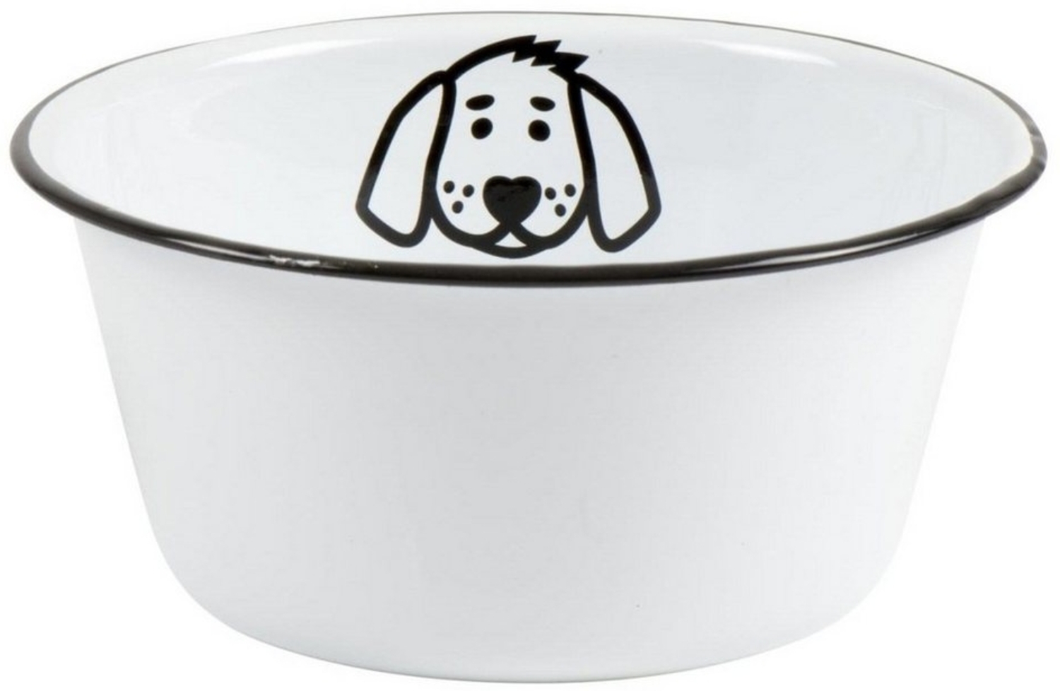Laursen Fressnapf Hund, Emaille schwarz / weiß, Ø x H: 17x8 cm Bild 1