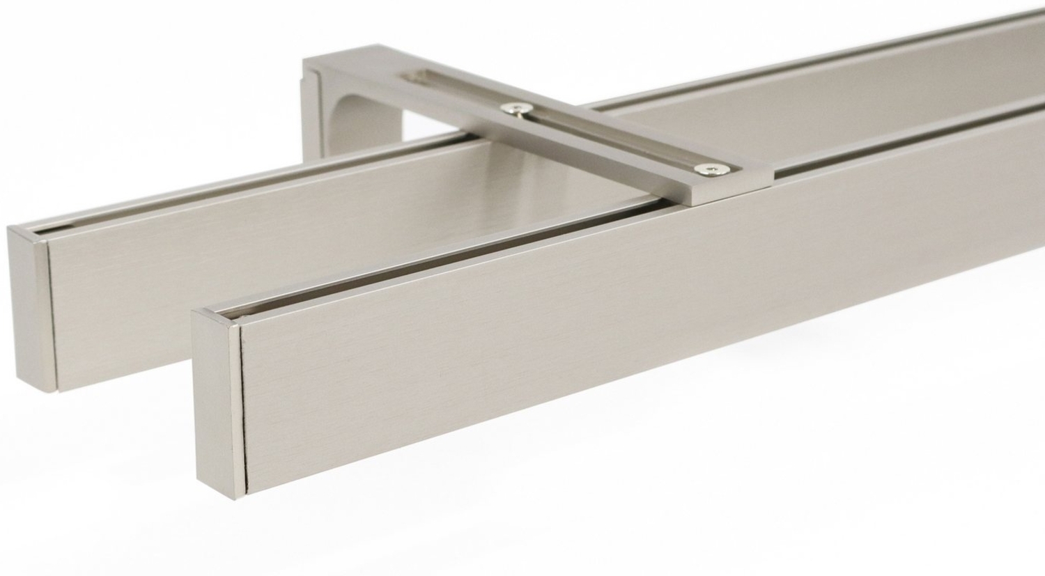 Deco-Raum Gardinenstange Innenlauf eckig, 2-läufig, Wunschmaßlänge, kürzbar, Wandträger, Geschraubt, Metall Bild 1