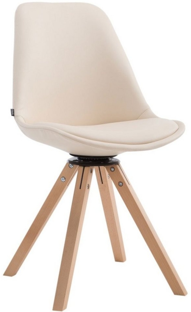 CLP Besucherstuhl Calais square drehbarer und mit eckigen Holzbeinen,creme natura Bild 1