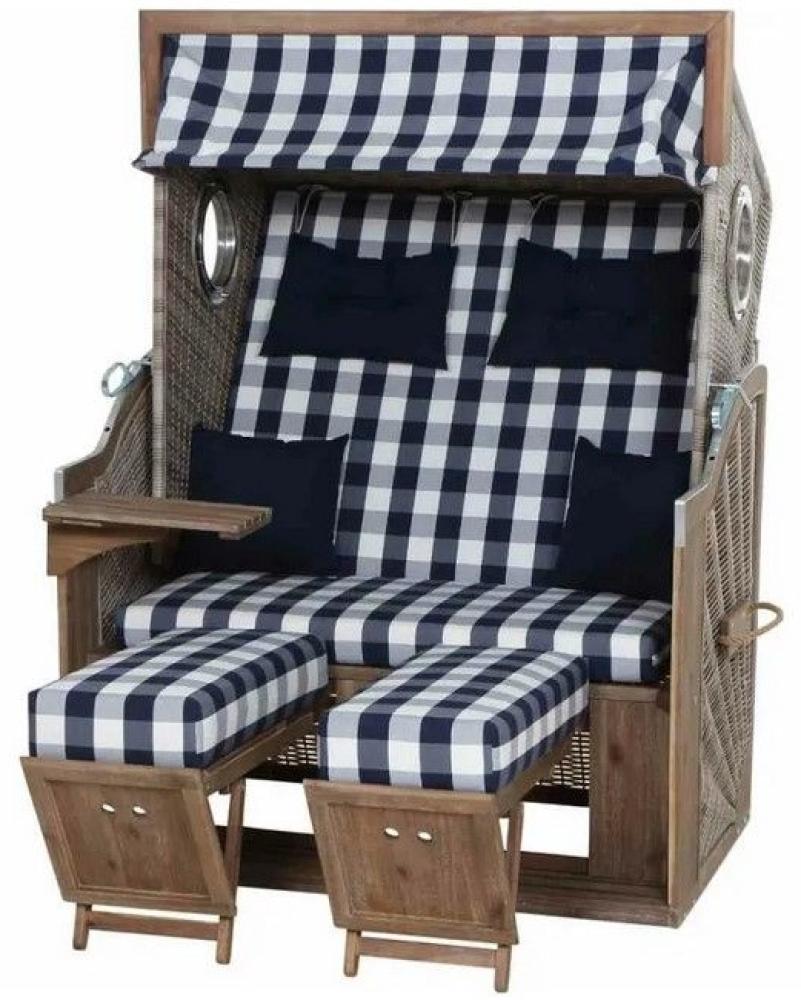 TRENDY by deVries Strandkorb "TRENDY PURE GREENLINE 135XL" PE ant. wh. Des. 743, Größe 130 x 80 x 16 Bild 1