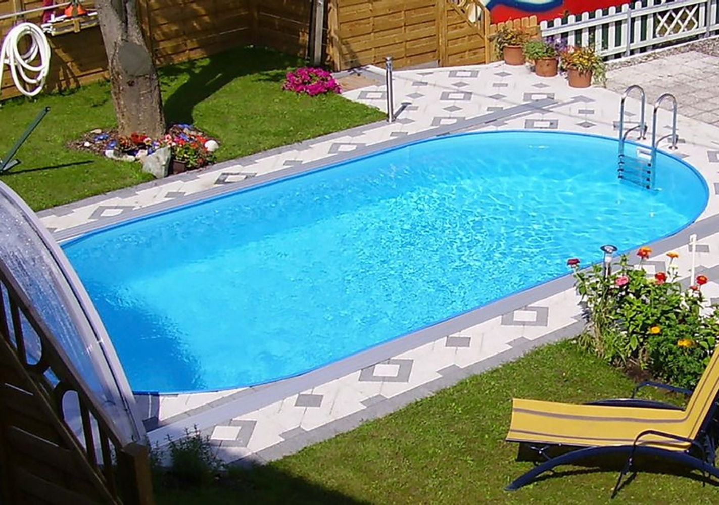 Steinbach Stahlwand Swimming Pool Set "Styria oval", sandfarbene Poolfolie, 800 x 400 x 150 cm Bild 1