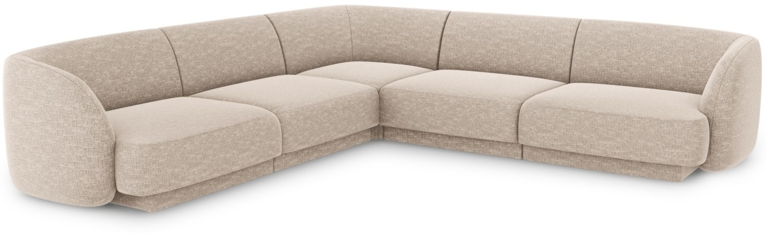 Micadoni 5-Sitzer Reversible Ecksofa Miley | Bezug Beige | Beinfarbe Black Plastic Bild 1