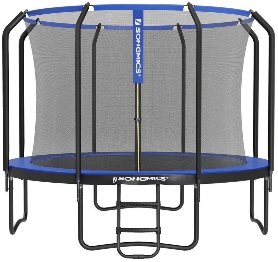 Songmics Trampolin mit Sicherheitsnetz und Leiter, gepolstertes Gestell, schwarz-dunkelblau, Ø 366cm Bild 1
