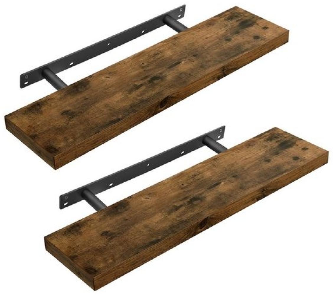 VASAGLE Wandregal, 2 Stück, MDF vintagebraun, 80 x 20 x 3,8 cm Bild 1
