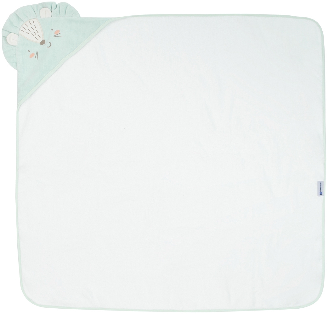 Kikkaboo Kapuzenhandtuch 90 x 90 cm, Babyhandtuch mit Kapuze, 100% Baumwolle grün Bild 1
