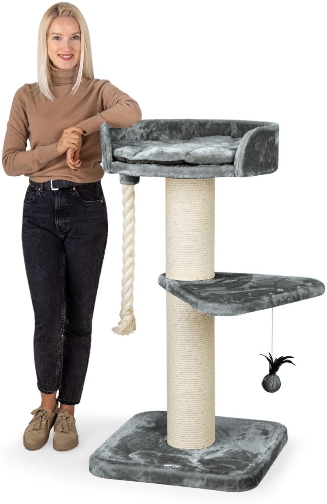 Happypet Kratzbaum FELIX, Katzenbaum 'Felix', Gesamthöhe 120 cm, mit Spielseil und Liegemulde Bild 1