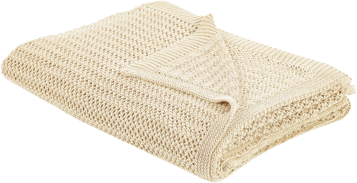 beliani 'ILEN' Tagesdecke, Baumwolle, Beige, 150x200 cm Bild 1
