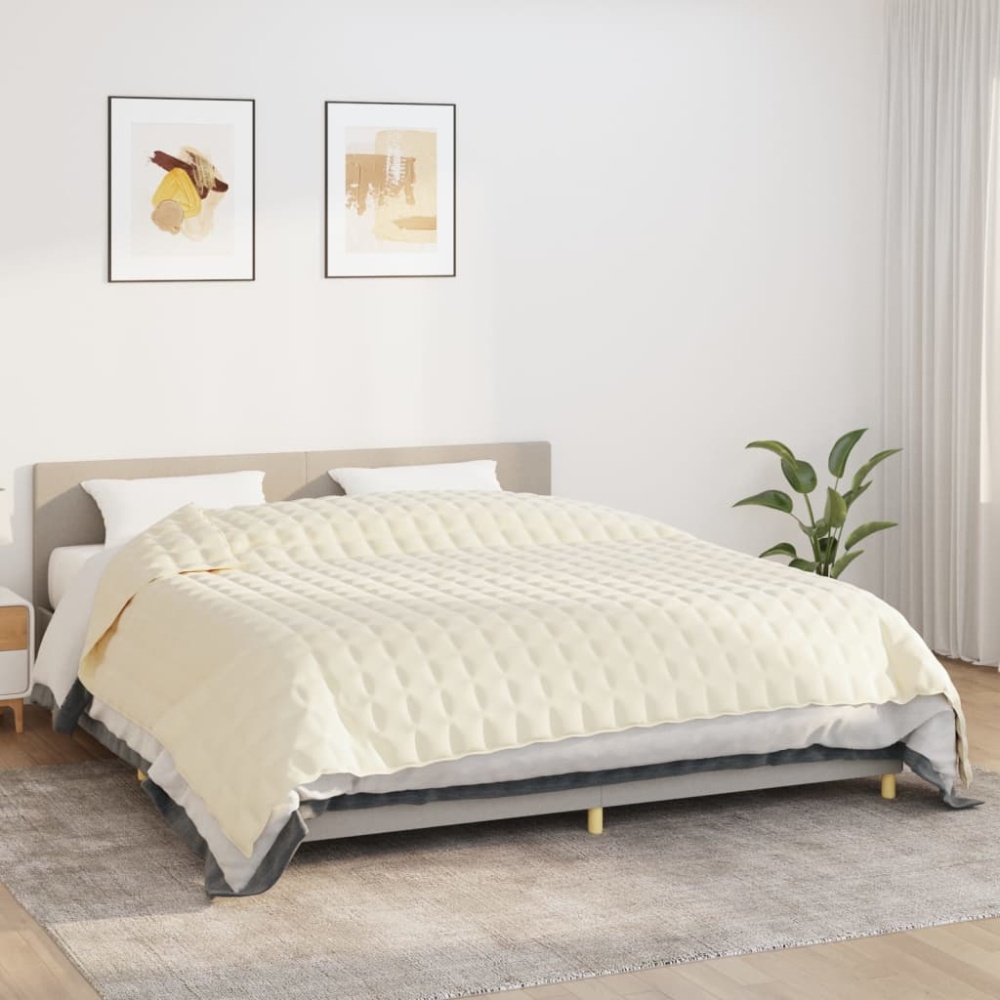vidaXL Gewichtsdecke Stoff, 1 x Gewichtsdecke, Helle Cremefarbe, 235x290 cm, 100 % gebürstete Polyester-Mikrofaser, 11 kg Bild 1