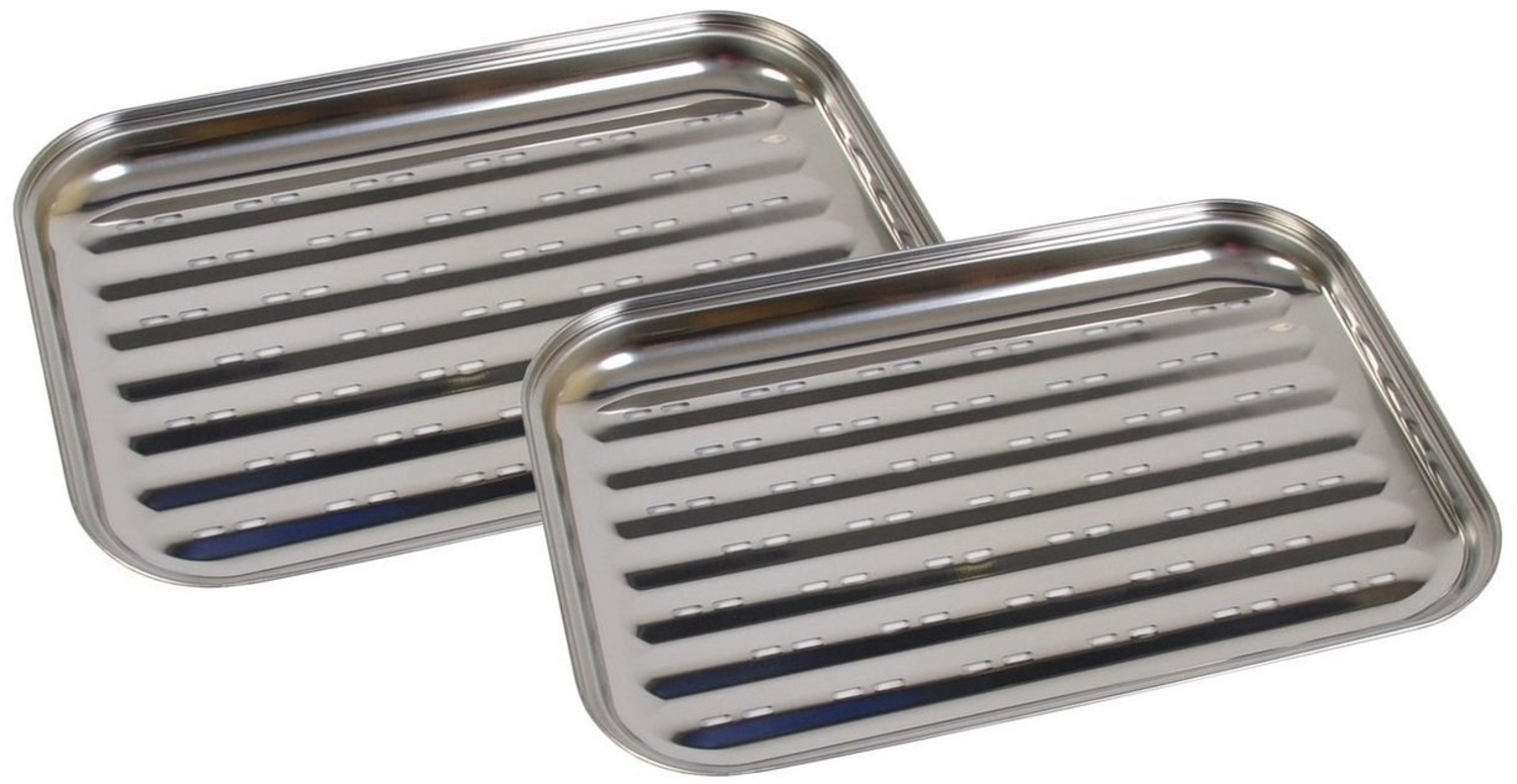 Edelstahl Grillschale, BBQ Grillzubehör, 35x24cm , 2x Grillschale Bild 1