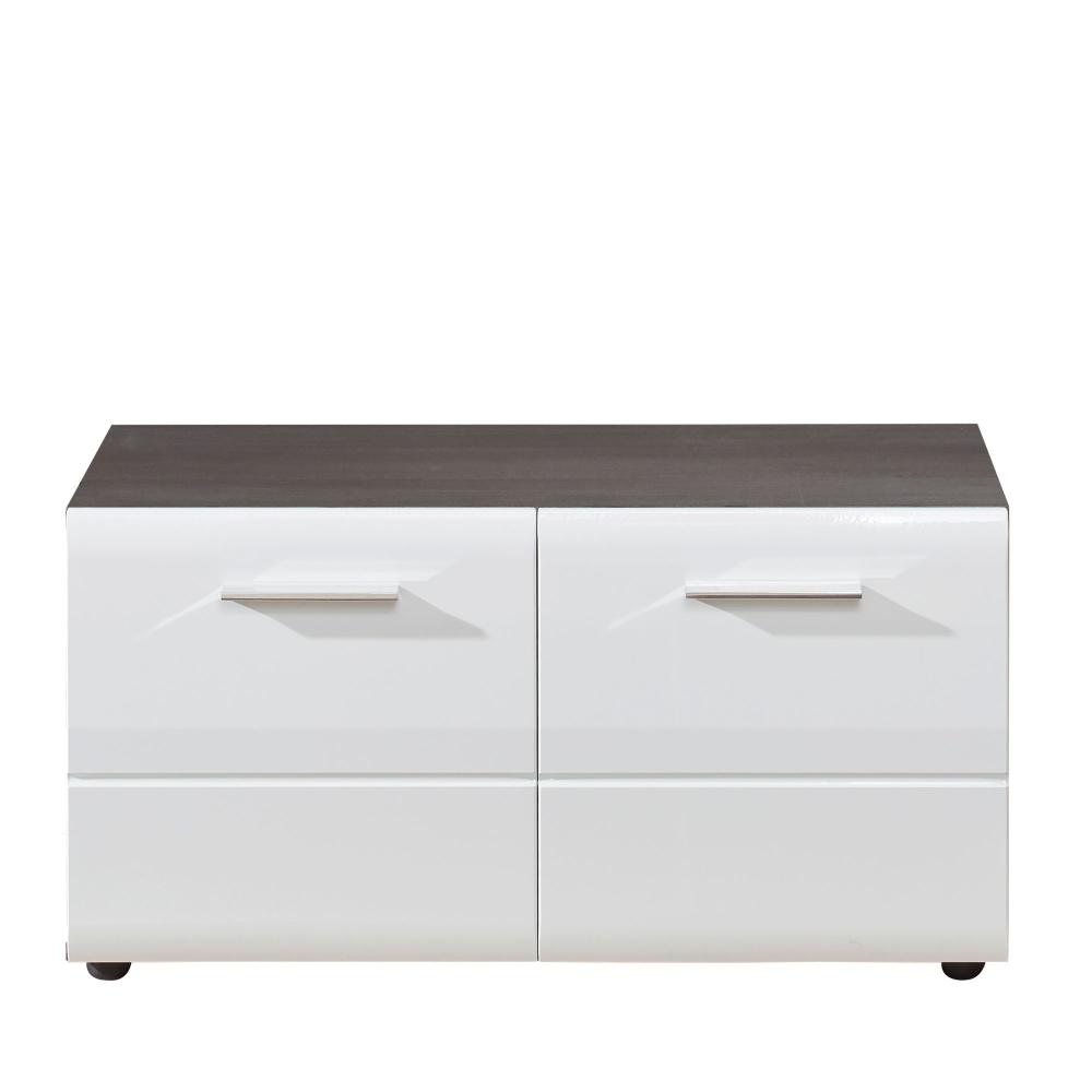 Garderobe Sitzbank und Schuhschrank Line Hochglanz weiß Sardegna grau 80 x 41 cm Bild 1