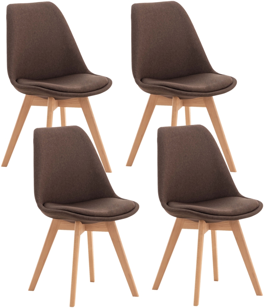 CLP 4er Set Esszimmerstuhl Linares Mit Buchenholzgestell,braun Stoff Bild 1